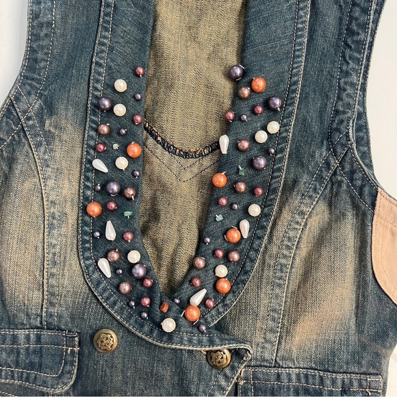 Vintage Miss Sixty Beaded Denim Vest Top - Picture 5 of 6